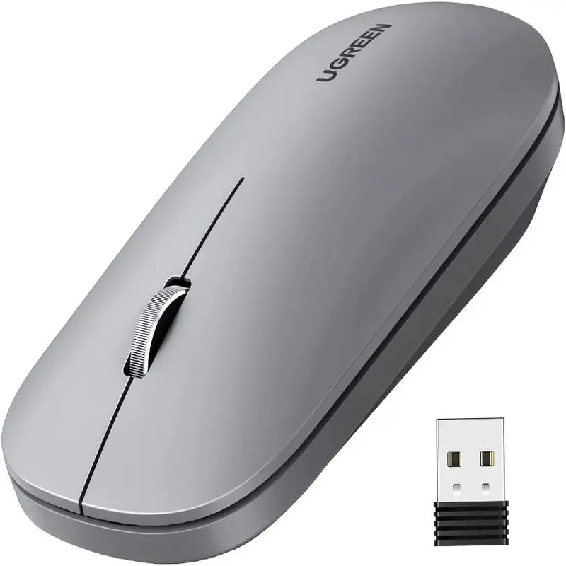 UGREEN 2.4G Silent Wireless Optical Mouse USB Receiver 4000 DPI PC Laptop Computer Chromebook MacBook Grey Ergonomic (90373) Ugreen
