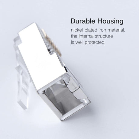 UGREEN Cat 6 Shielded RJ45 Connectors 100-Pack Crystal Head Plugs Gold Plated STP Network Cable Ends Ethernet LAN (50248) Ugreen