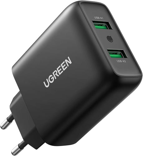UGREEN 36W 2-Port USB Charger QC 3.0 Fast Charging Galaxy S10 S9 S8 A51 A50 Sony Xperia Redmi Note8 Huawei P30 (10216) Ugreen