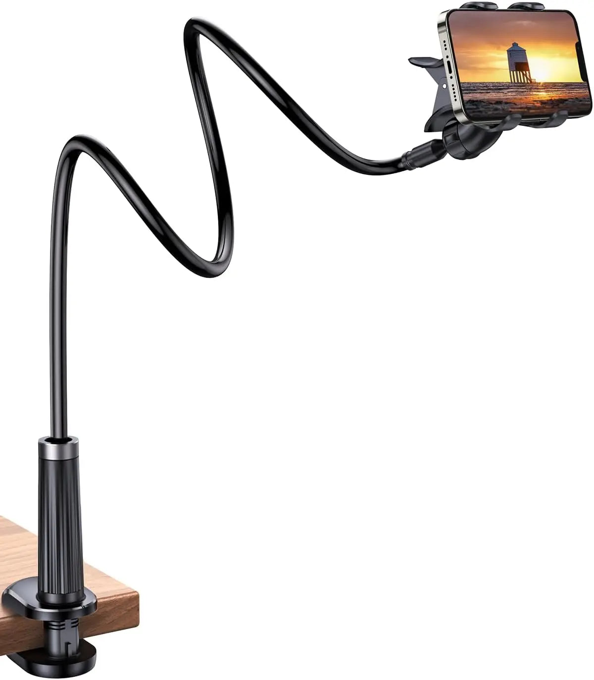UGREEN Gooseneck Clip Phone Holder Bed Desk Cell Phone Mount Flexible Lazy Long Arm Clamp Headboard iPhone Samsung (80906) Ugreen