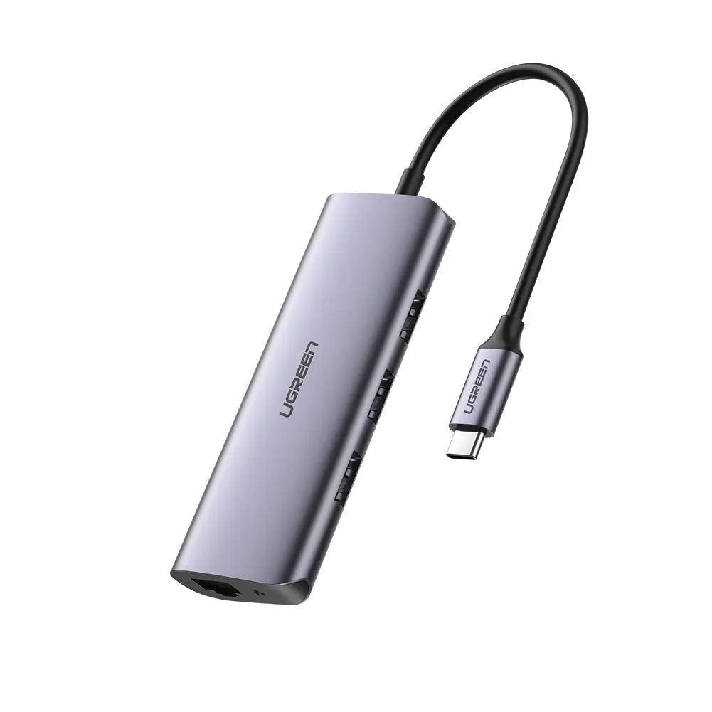 UGREEN USB C से 3 पोर्ट USB 3.0 डॉक गीगाबिट ईथरनेट के साथ, मैकबुक प्रो एयर, डेल एक्सपीएस 15 13, क्रोमबुक पिक्सेल, सरफेस बुक 2, सैमसंग S10 S9 प्लस S8 नोट 9 8 आदि के लिए माइक्रो USB पावर। (60718)