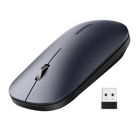 UGREEN 2.4G Silent Wireless Optical Mouse USB Receiver 4000 DPI PC Laptop Computer Chromebook MacBook Black Ergonomic (90372) Ugreen