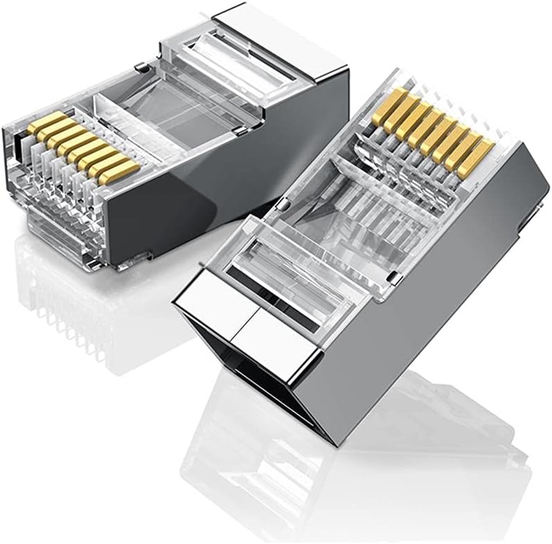 UGREEN Cat 6 Shielded RJ45 Connectors 100-Pack Crystal Head Plugs Gold Plated STP Network Cable Ends Ethernet LAN (50248) Ugreen