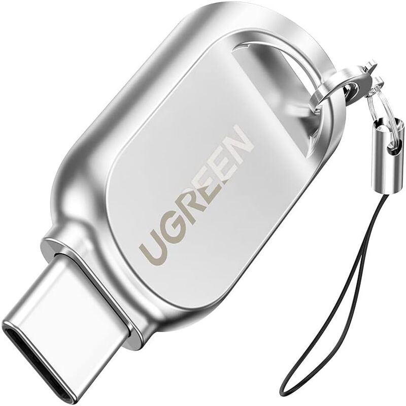 UGREEN USB-C Micro SD Card Reader OTG TF Adapter Zinc Alloy Android iPadOS Windows MacOS Linux Silver (15513) Ugreen