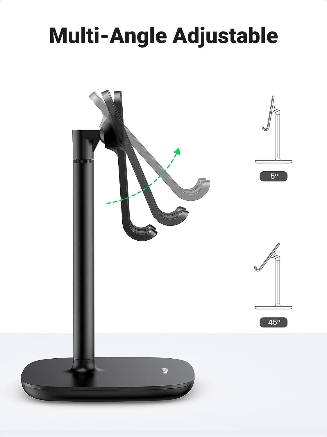 UGREEN Height Adjustable Desk Phone Holder iPhone 13 Pro Max 12 11 SE Galaxy S22 S21 All Phone Stand Universal Black (80194) Ugreen