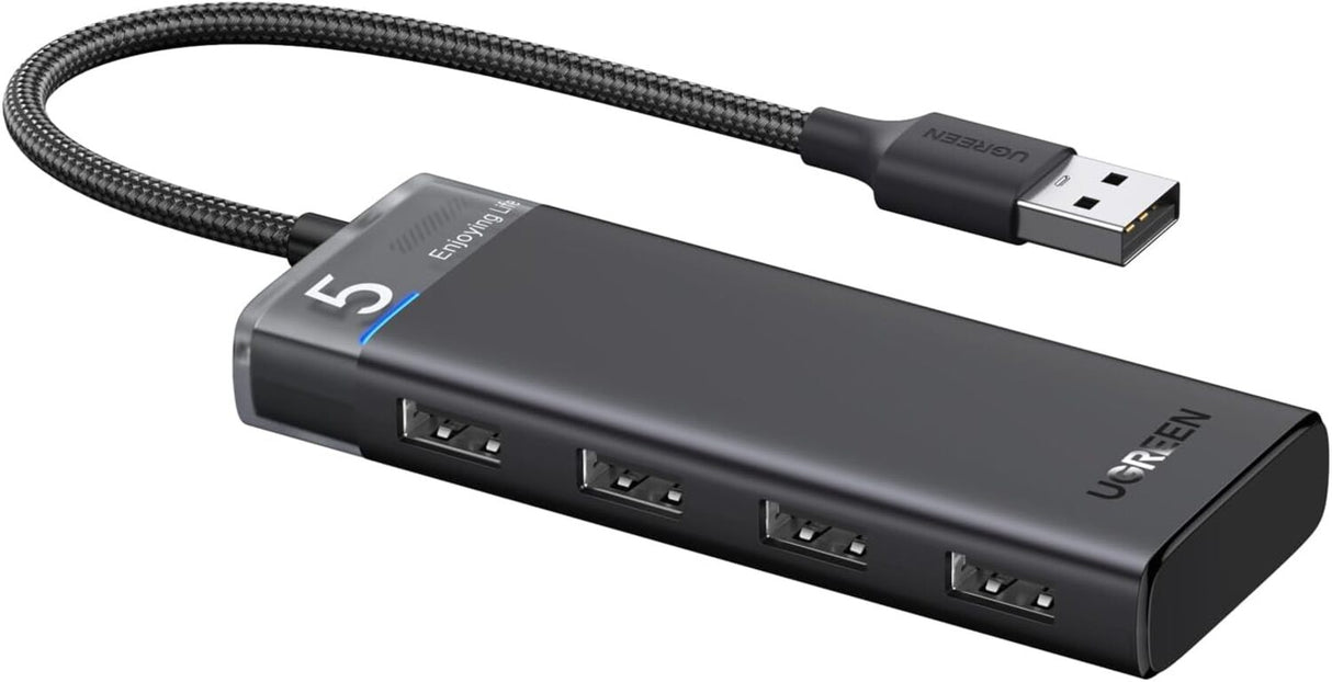 UGREEN 4-Port USB 3.2 HUB 5Gbps Data Transmission with LED Indicator USB C Power Supply for PC, Laptop, Flash Drive, Mobile HDD, Windows (15548)