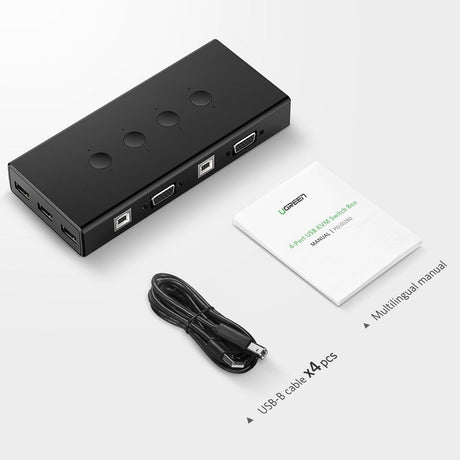 UGREEN 4x1 USB KVM Switch Box 4 In 1 Out Computer Sharing Switcher Keyboard Mouse Printer Monitor Multi-Device 50280 Ugreen
