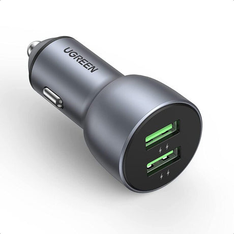 UGREEN 36W QC3.0 Dual USB Car Charger Fast Charging Aluminum Adapter iPhone 14/13/12/11 Galaxy S22/S21/S20 Pixel (10144) Ugreen