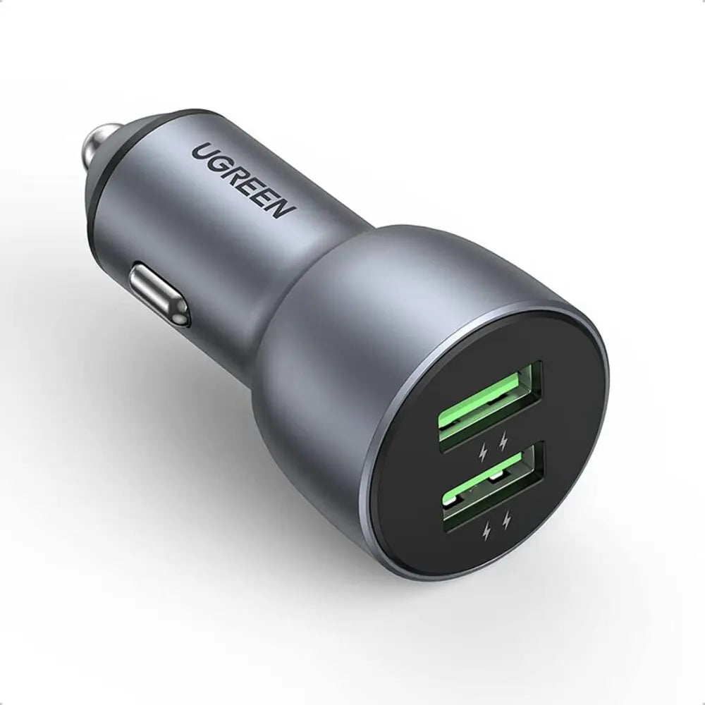 UGREEN 36W QC3.0 Dual USB Car Charger Fast Charging Aluminum Adapter iPhone 14/13/12/11 Galaxy S22/S21/S20 Pixel (10144) Ugreen
