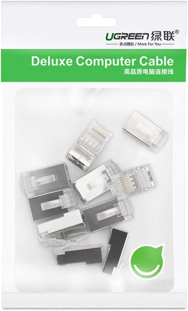 UGREEN Cat 6 Shielded RJ45 Connectors 100-Pack Crystal Head Plugs Gold Plated STP Network Cable Ends Ethernet LAN (50248) Ugreen