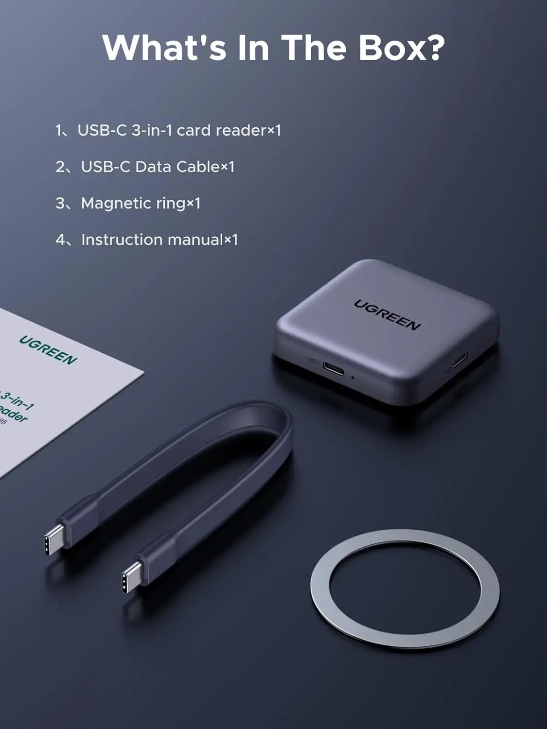 UGREEN Magnetic USB C SD 4.0 Card Reader, Portable Micro SD Card Reader Memory Card Reader Adapter for iPhone 16/15 MacBook Compatible 312MB/s SD/TF/Micro SD Ugreen