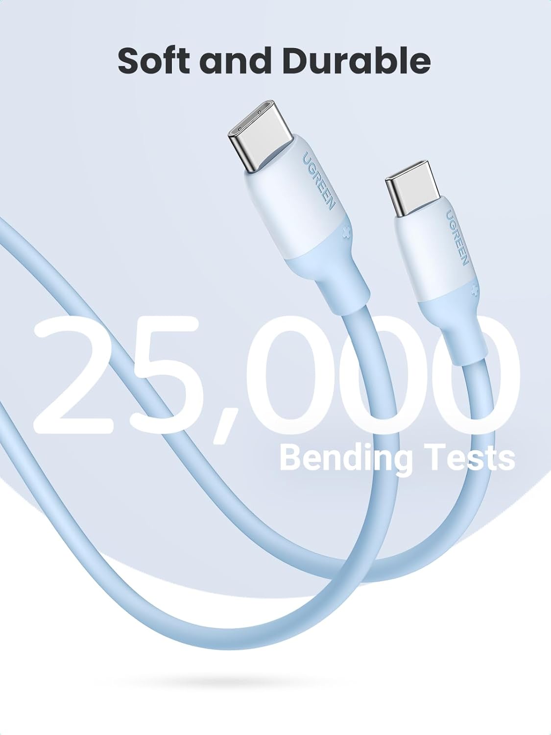 UGREEN USB C to USB C Silicone Charging Cable 1M 60W Galaxy S23 S22 Ultra MacBook Pro iPad Pro Air Pixel Blue (15279) Ugreen