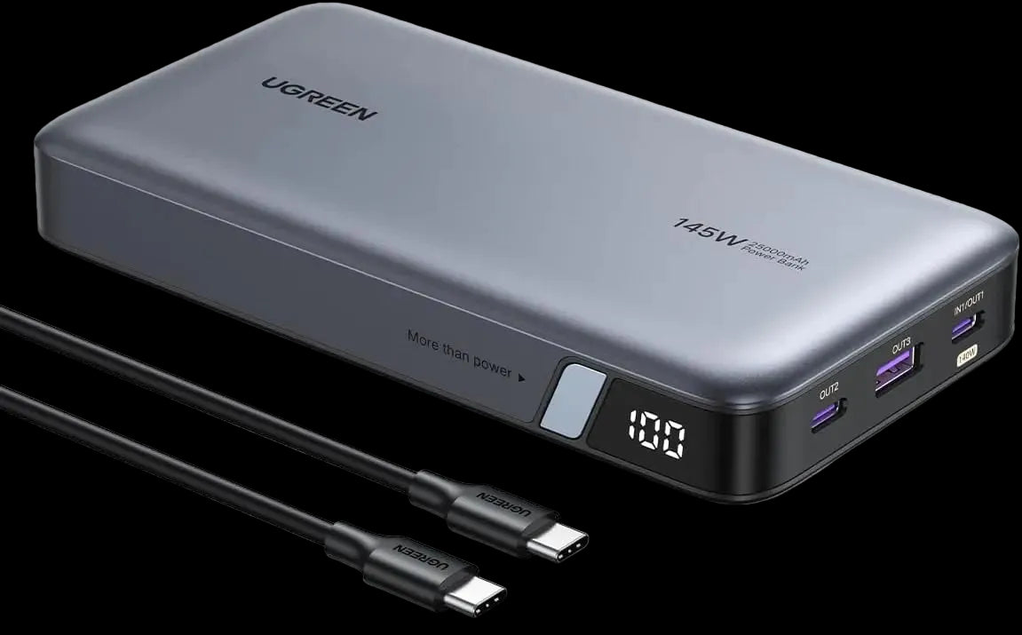 UGREEN 145W 25000mAh Power Bank Nexode 3-Port USB C PD Laptop Portable Charger MacBook Pro Dell XPS iPhone 16 iPad (90597A) Ugreen