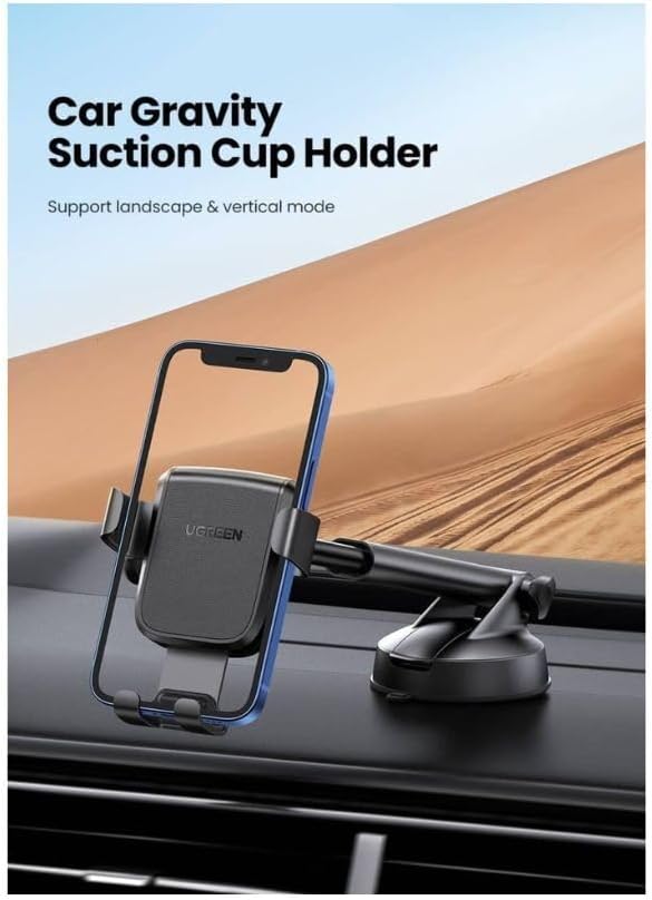 Ugreen Gravity Mobile Phone Holder with Suction Cup, Black (60990B)