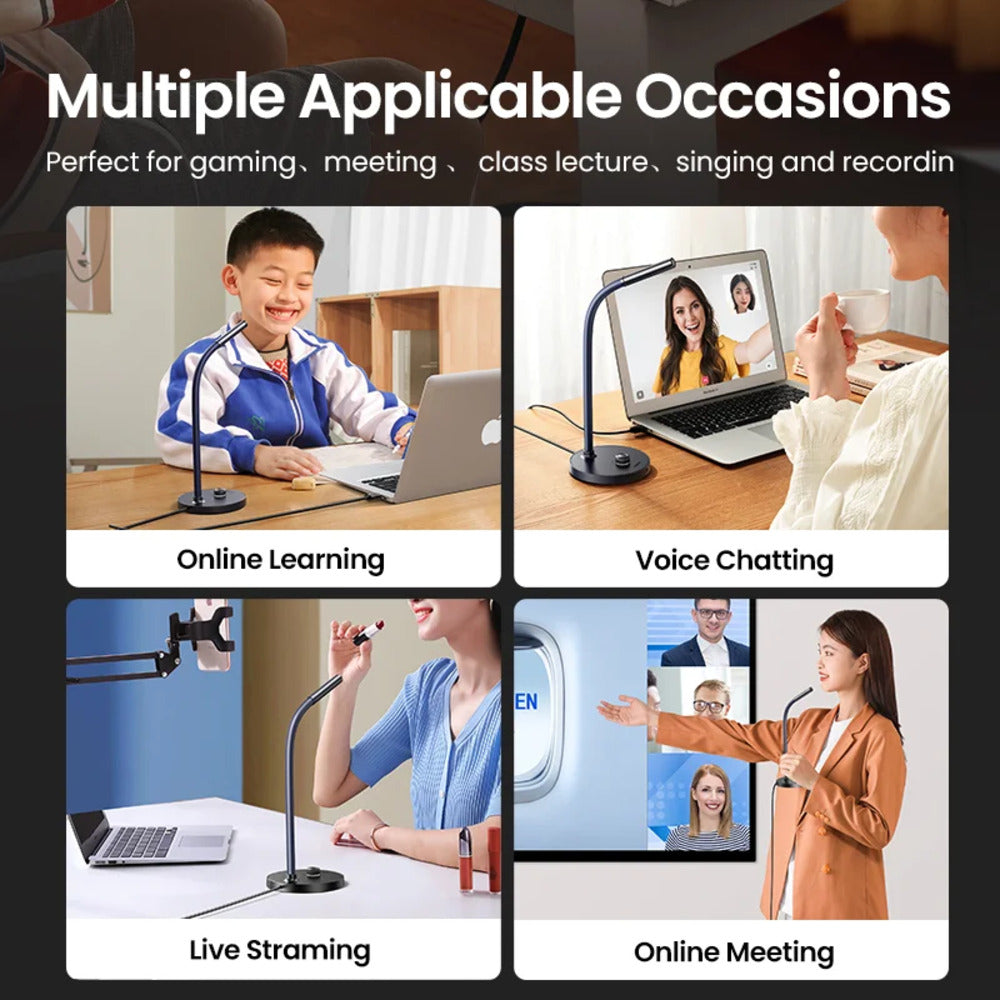 UGREEN USB Desktop Microphone Plug Play Condenser Mic Mute Button Adjustable Stand PC Laptop Gaming Streaming Podcasting 90416 Ugreen