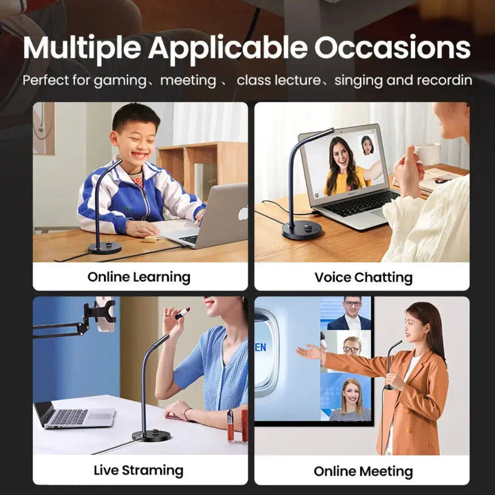 UGREEN USB Desktop Microphone Plug Play Condenser Mic Mute Button Adjustable Stand PC Laptop Gaming Streaming Podcasting 90416 Ugreen