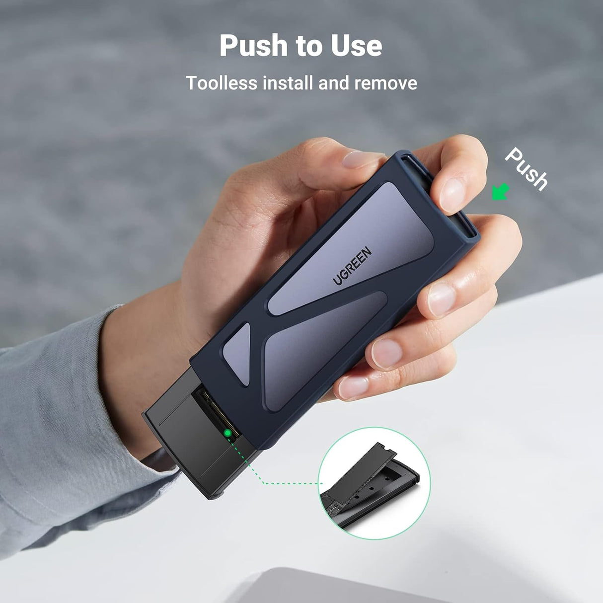 UGREEN M.2 NVMe SSD Enclosure 20Gbps USB C 3.2 Gen 2 External Hard Drive Case M Key B Key Compatible Storage (55150) Ugreen