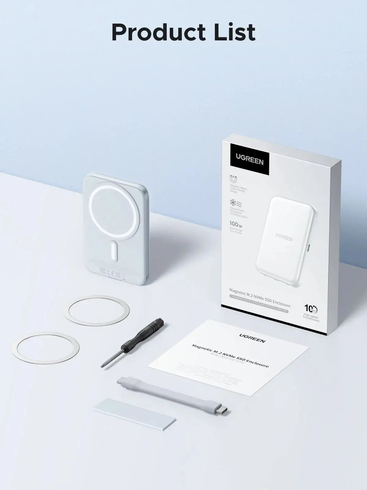 UGREEN MagSafe SSD Enclosure iPhone 16/15 M.2 NVMe 10Gbps External Hard Drive 100W PD Fast Charging Storage Case (55151) Ugreen