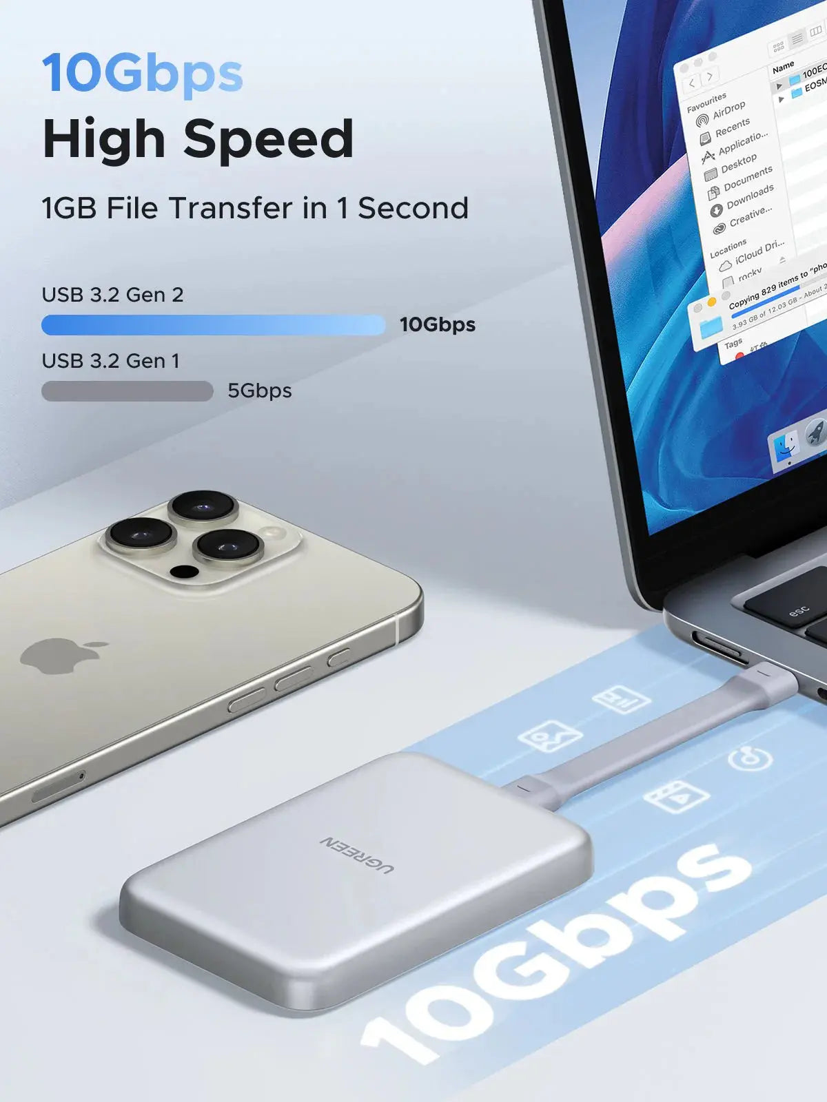 UGREEN MagSafe SSD Enclosure iPhone 16/15 M.2 NVMe 10Gbps External Hard Drive 100W PD Fast Charging Storage Case (55151) Ugreen