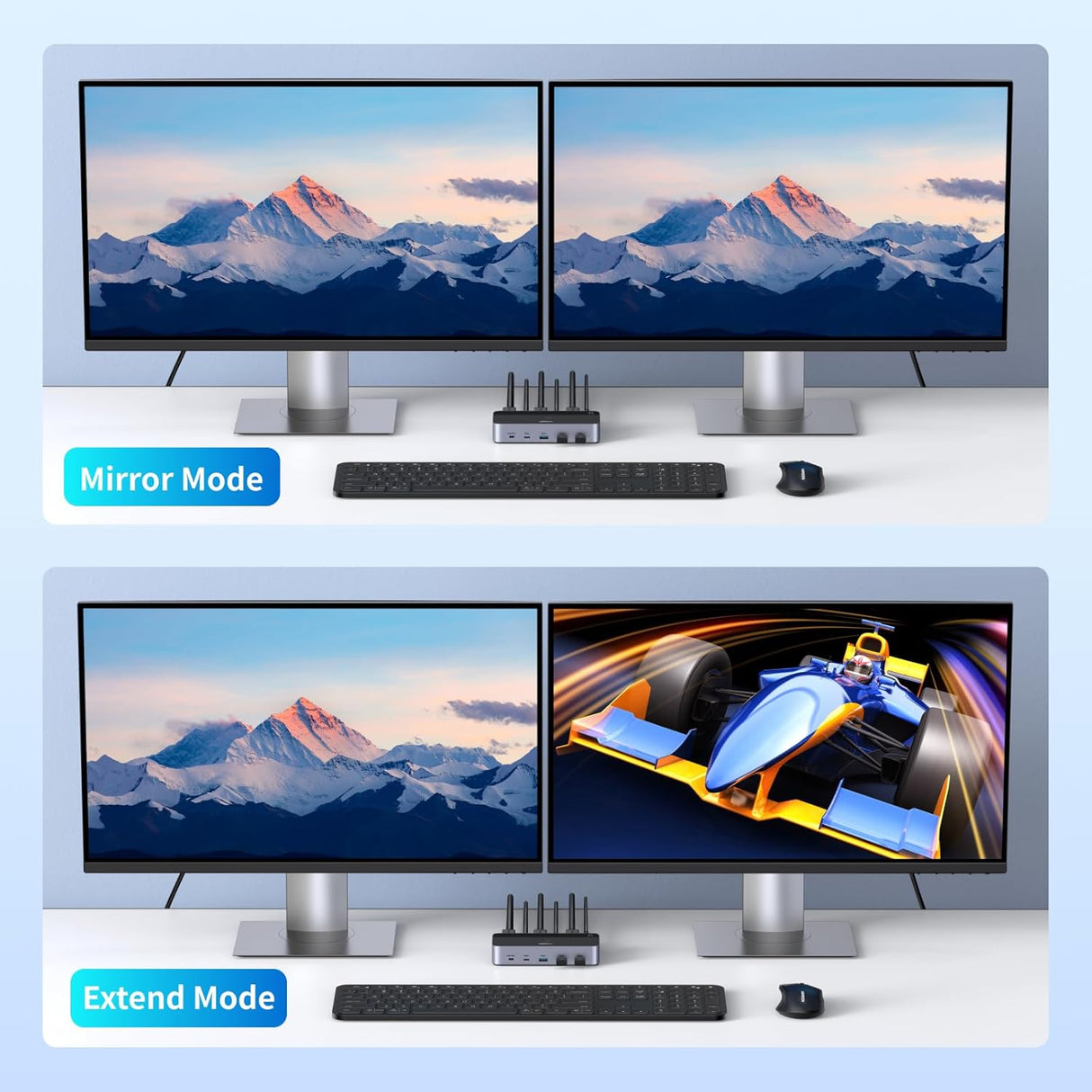 UGREEN KVM Switch Dual Monitor 2 PC to 2 Display 4K 60Hz USB 3.0 Computer Switcher Keyboard Mouse Share HDMI Hub (55455) Ugreen