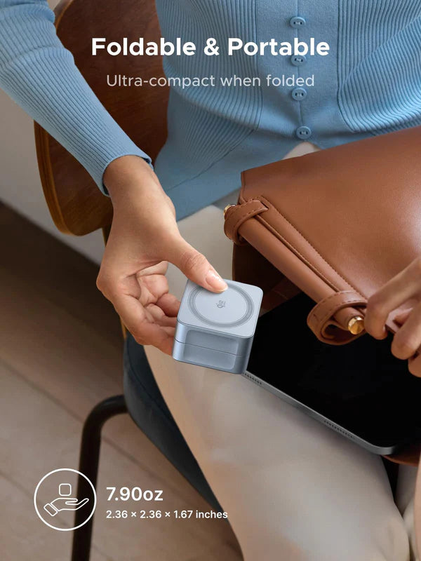 Ugreen 25W MagFlow 2-in-1 Magnetic Wireless Charger Foldable and Portable iPhone 12 and Later/Air Pods 2 and Later(55960B)