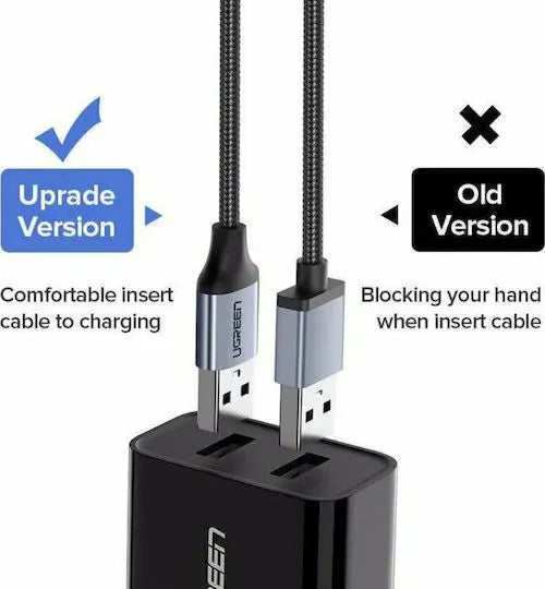 UGREEN USB 2.0 A to Micro USB Cable 0.25m Nickel Plated Aluminum Braid Fast Charge Data Sync Smartphone Tablet (60144) Ugreen