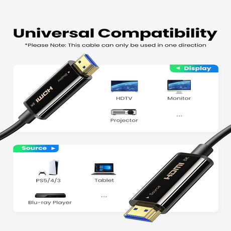 UGREEN 25M HDMI 2.1 Fiber Optic Cable 8K@60Hz 4K@120Hz 48Gbps Ultra High Speed HDR10 eARC Dolby Vision PS5 Xbox PC Monitor TV(60312) Ugreen