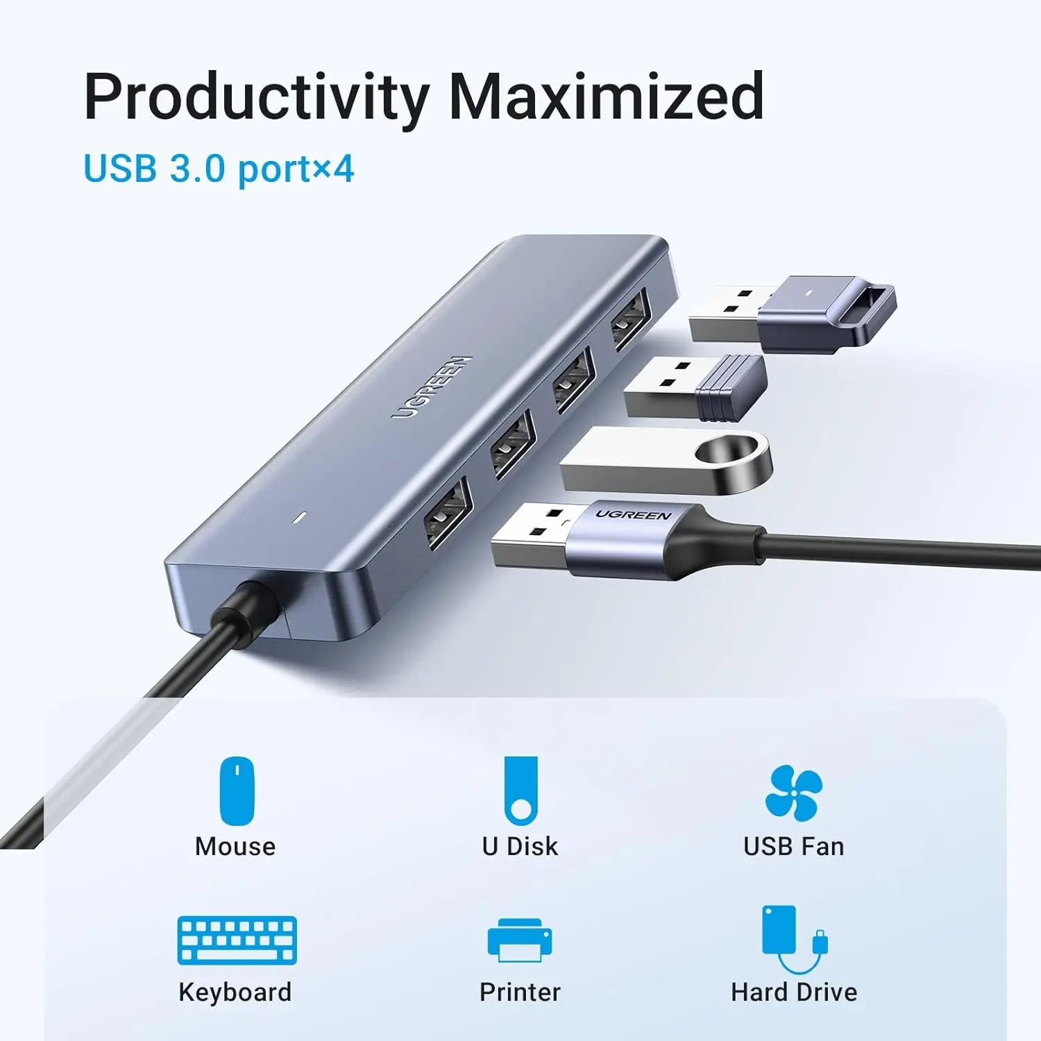 UGREEN 4-Port USB Type C Hub to USB 3.0 Adapter Micro USB Power MacBook Pro iMac Samsung Galaxy Note Dell XPS (70336)