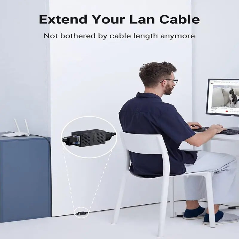 UGREEN RJ45 Female to Female Coupler Ethernet Extender Inline Coupler Cat7 Cat6 Cat5e Cable Laptop Projector Network (20390) Ugreen