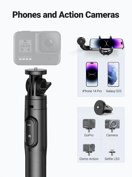 UGREEN Bluetooth Selfie Stick 3-in-1 Tripod Extendable Monopod Wireless Remote Control iPhone 14 13 12 Phone Camera 15062 - Ugreen India