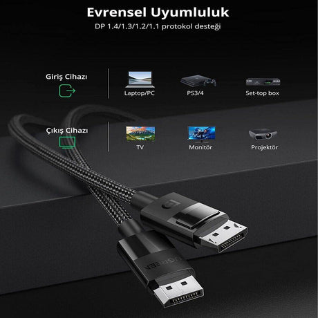 UGREEN 1.5M DisplayPort 1.4 Cable 8K@60Hz 4K@144Hz High Speed DP to DP HDR HBR3 DSC Monitor Graphics Card PC Laptop 80391 Ugreen