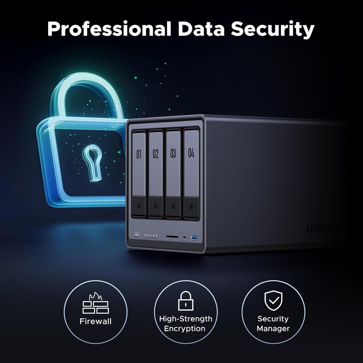 UGREEN NASync DXP4800 4-Bay Desktop NAS Intel N100 Quad-Core 8GB DDR5 32G eMMC 2.5GbE M.2 NVMe 4K HDMI Diskless (25372B) Ugreen