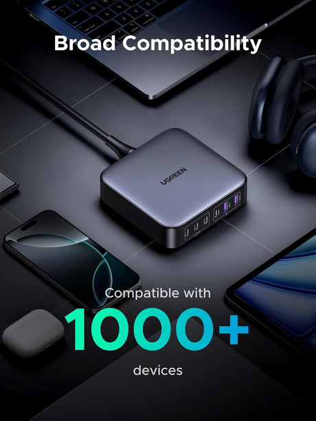 UGREEN Nexode 200W 6-Port GaN II USB-C PD Fast Charger Desktop Station 4 USB-C 2 USB-A MacBook iPad iPhone Galaxy (40914) Ugreen