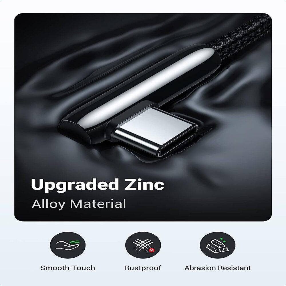 UGREEN USB A 2.0 to USB C Cable 1M Right Angle 90 Degree Braided Zinc Alloy Samsung Galaxy S10 S9 Note 9 Switch (70413) Ugreen