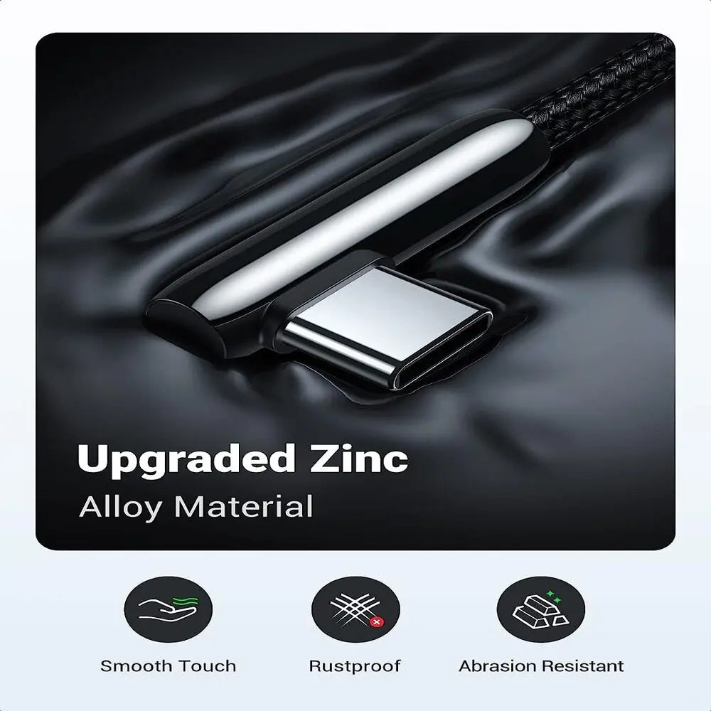 UGREEN USB A 2.0 to USB C Cable 1M Right Angle 90 Degree Braided Zinc Alloy Samsung Galaxy S10 S9 Note 9 Switch (70413) Ugreen