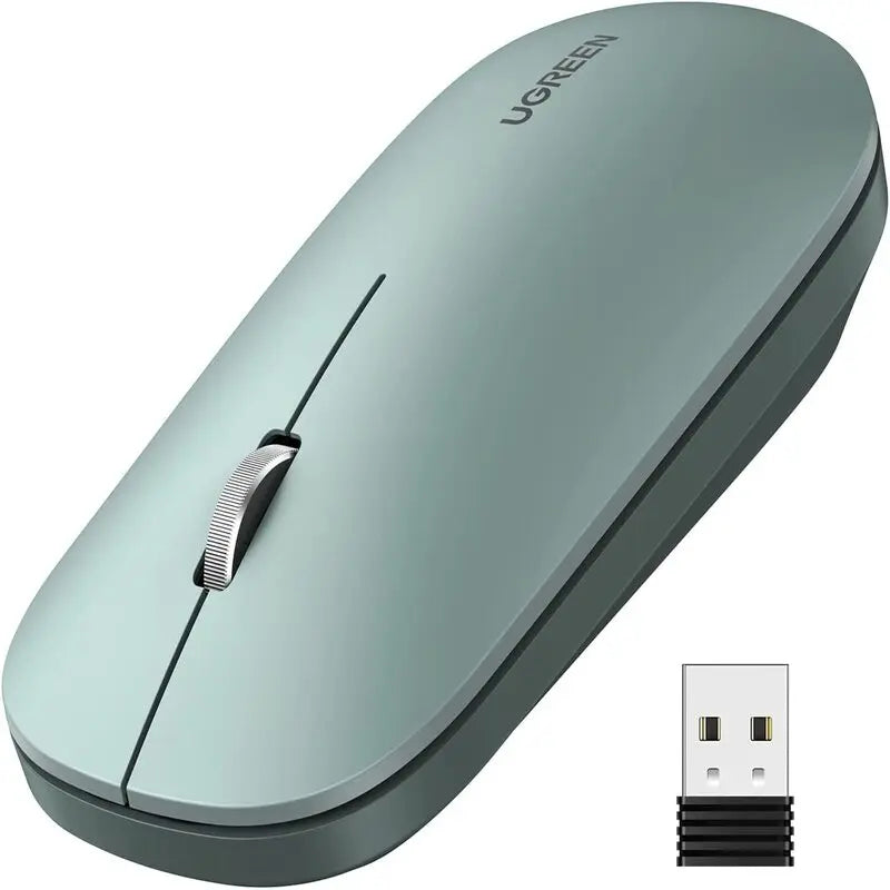 UGREEN 2.4G Silent Wireless Optical Mouse USB Receiver 4000 DPI PC Laptop Computer Chromebook MacBook Green Ergonomic (90374) Ugreen