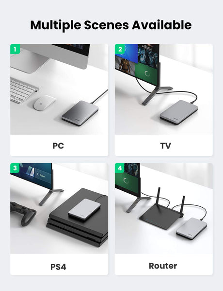 UGREEN 2.5 Inch SATA External Hard Drive Enclosure USB 3.1 Gen 2 UASP Aluminum Tool-Free WD Seagate Samsung PS4 Xbox (70498) Ugreen