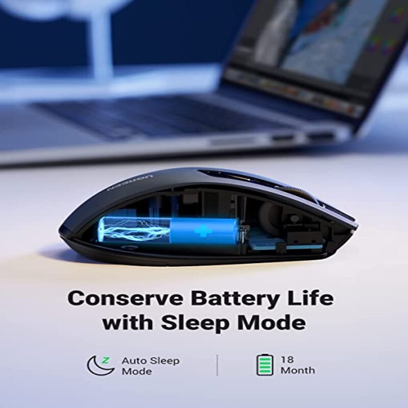 UGREEN Ergonomic 5-Level 6 Button Silent 2.4G Wireless Optical Mouse Nano Receiver 4000 DPI PC Laptop Gaming Black (90545) Ugreen