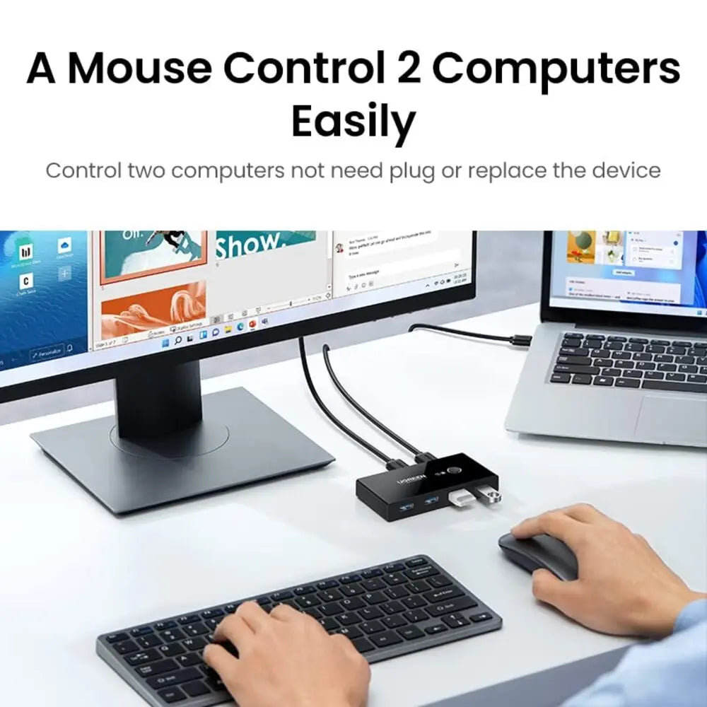 UGREEN 2x4 USB 2.0 Sharing Switch Box 2 In 4 Out Peripheral Switcher Printer Scanner Keyboard Mouse PC Laptop USB Hub Switch 30767 Ugreen