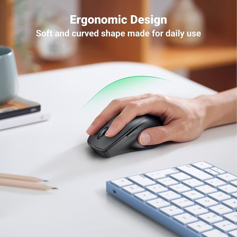 UGREEN Ergonomic Silent 2.4GHz Wireless Bluetooth 5.0 Optical Mouse USB Receiver 4000 DPI Mac PC Laptop Tablet (90395) Ugreen