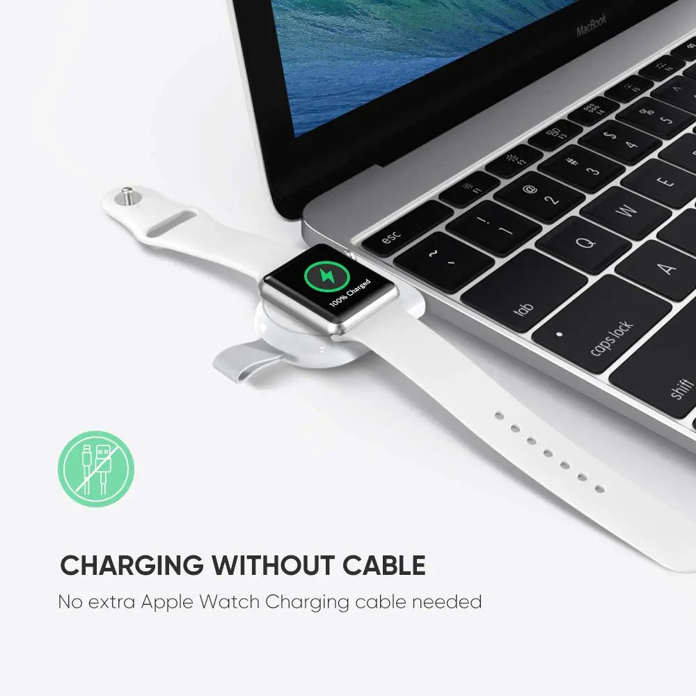 UGREEN MFi Certified Wireless Apple Watch Charger Magnetic Portable Travel Charger Series 1-5 All Sizes White 50944 Ugreen