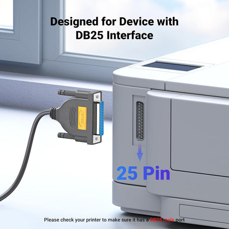 UGREEN 2M USB 2.0 to DB25 Female Parallel Printer Adapter Cable USB to Parallel Converter Inkjet Laser Printer Gray 20224 Ugreen