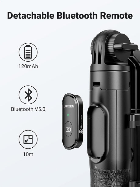 UGREEN Bluetooth Selfie Stick 3-in-1 Tripod Extendable Monopod Wireless Remote Control iPhone 14 13 12 Phone Camera 15062 - Ugreen India
