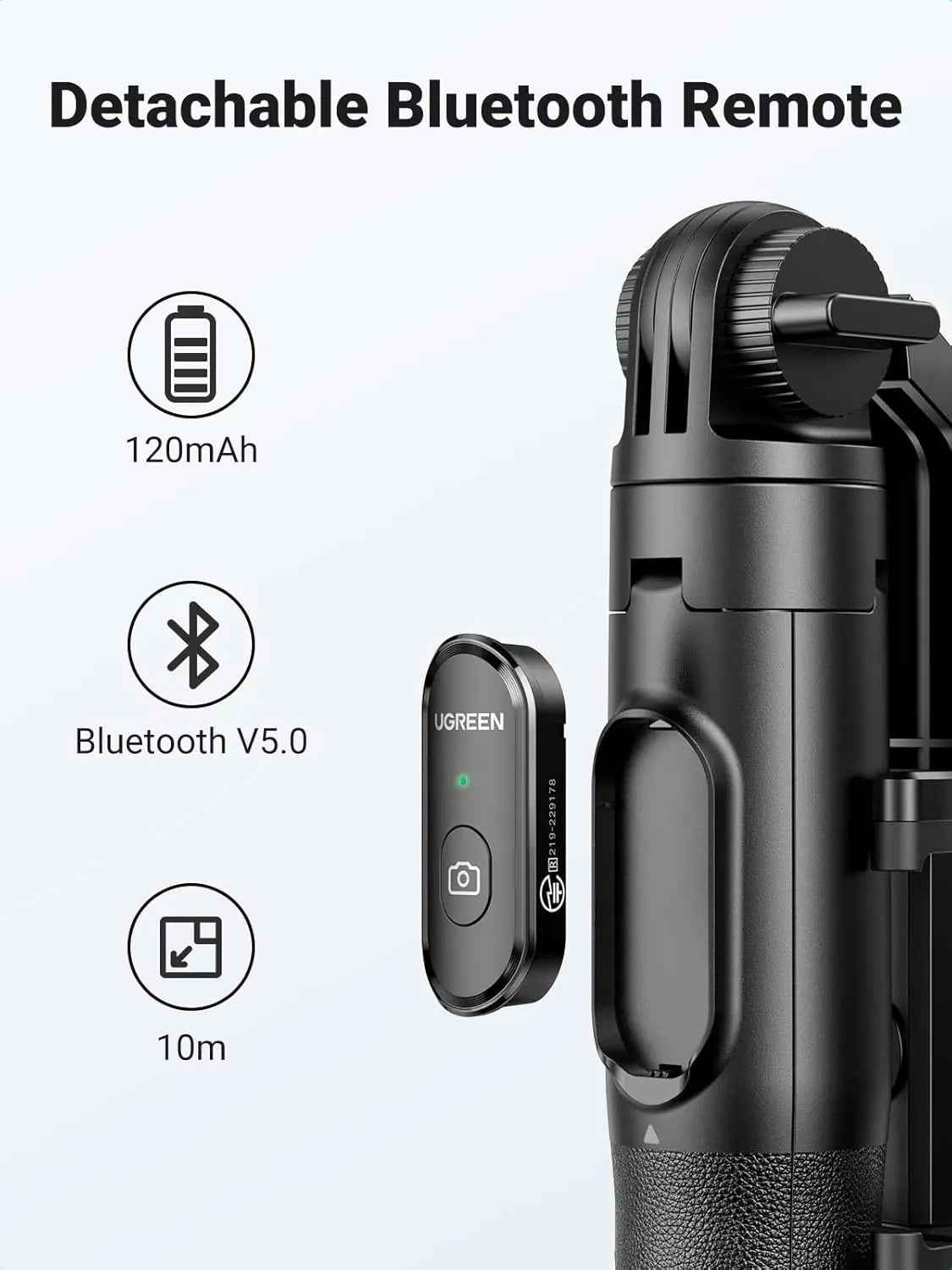 UGREEN Bluetooth Selfie Stick 3-in-1 Tripod Extendable Monopod Wireless Remote Control iPhone 14 13 12 Phone Camera 15062 Ugreen