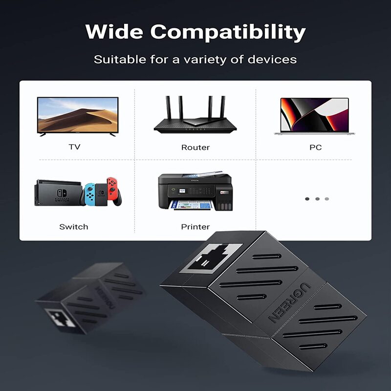 UGREEN RJ45 Female to Female Coupler Ethernet Extender Inline Coupler Cat7 Cat6 Cat5e Cable Laptop Projector Network (20390) Ugreen