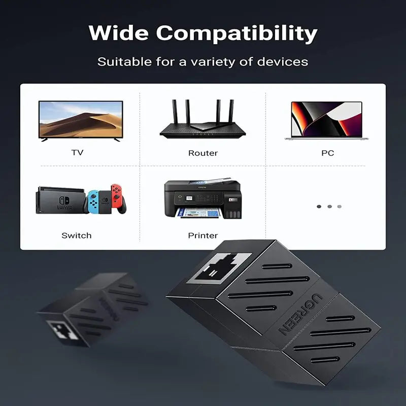 UGREEN RJ45 Female to Female Coupler Ethernet Extender Inline Coupler Cat7 Cat6 Cat5e Cable Laptop Projector Network (20390) Ugreen