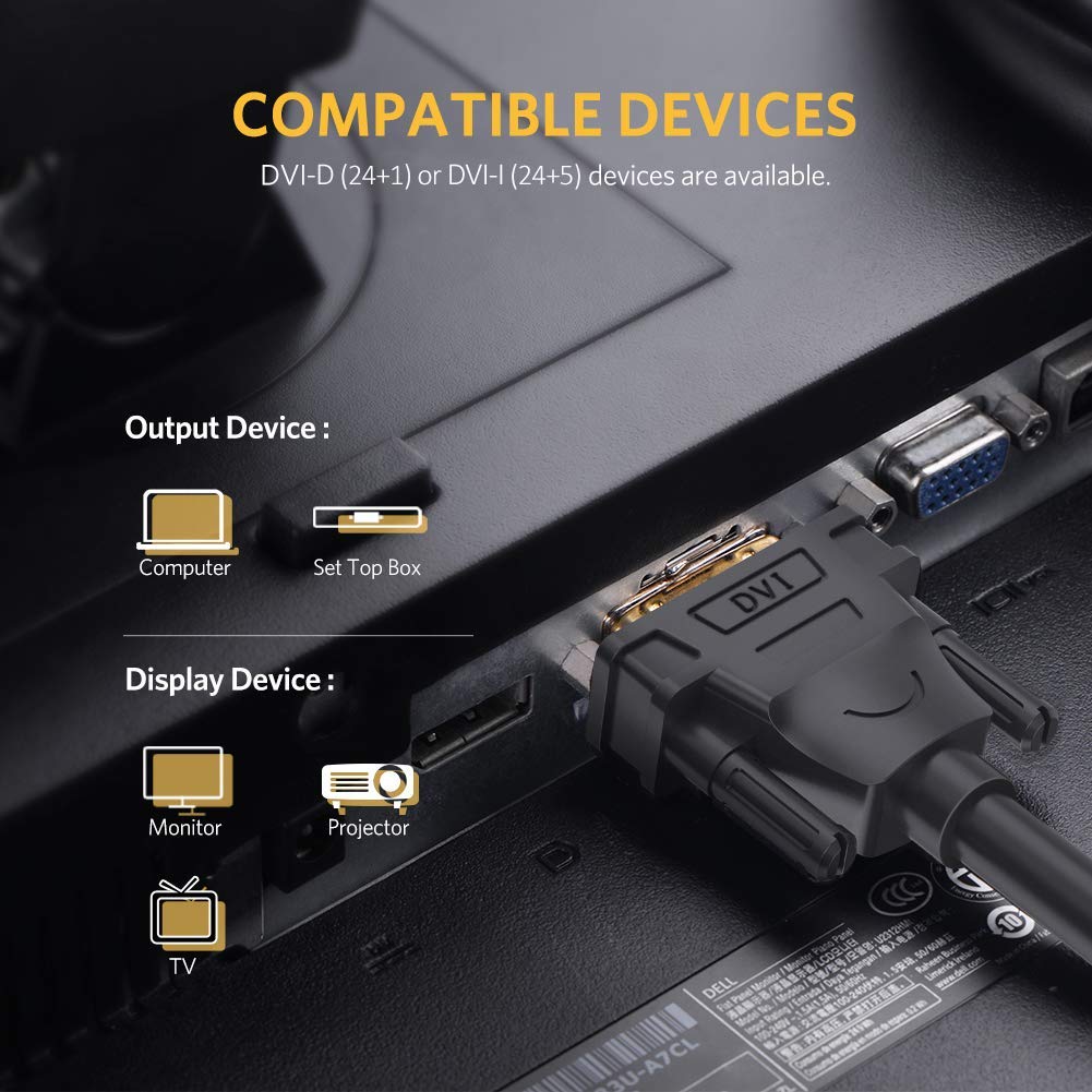 UGREEN 5M DVI-D 24+1 Dual Link Male to Male Digital Video Cable Gold Plated Ferrite Core 2560x1600 Gaming DVD Laptop HDTV 11608 Ugreen