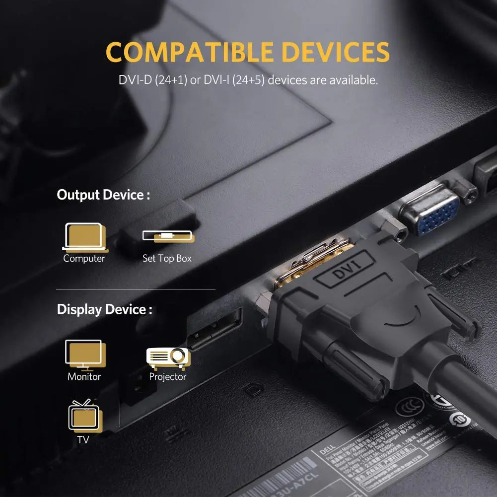 UGREEN 5M DVI-D 24+1 Dual Link Male to Male Digital Video Cable Gold Plated Ferrite Core 2560x1600 Gaming DVD Laptop HDTV 11608 Ugreen