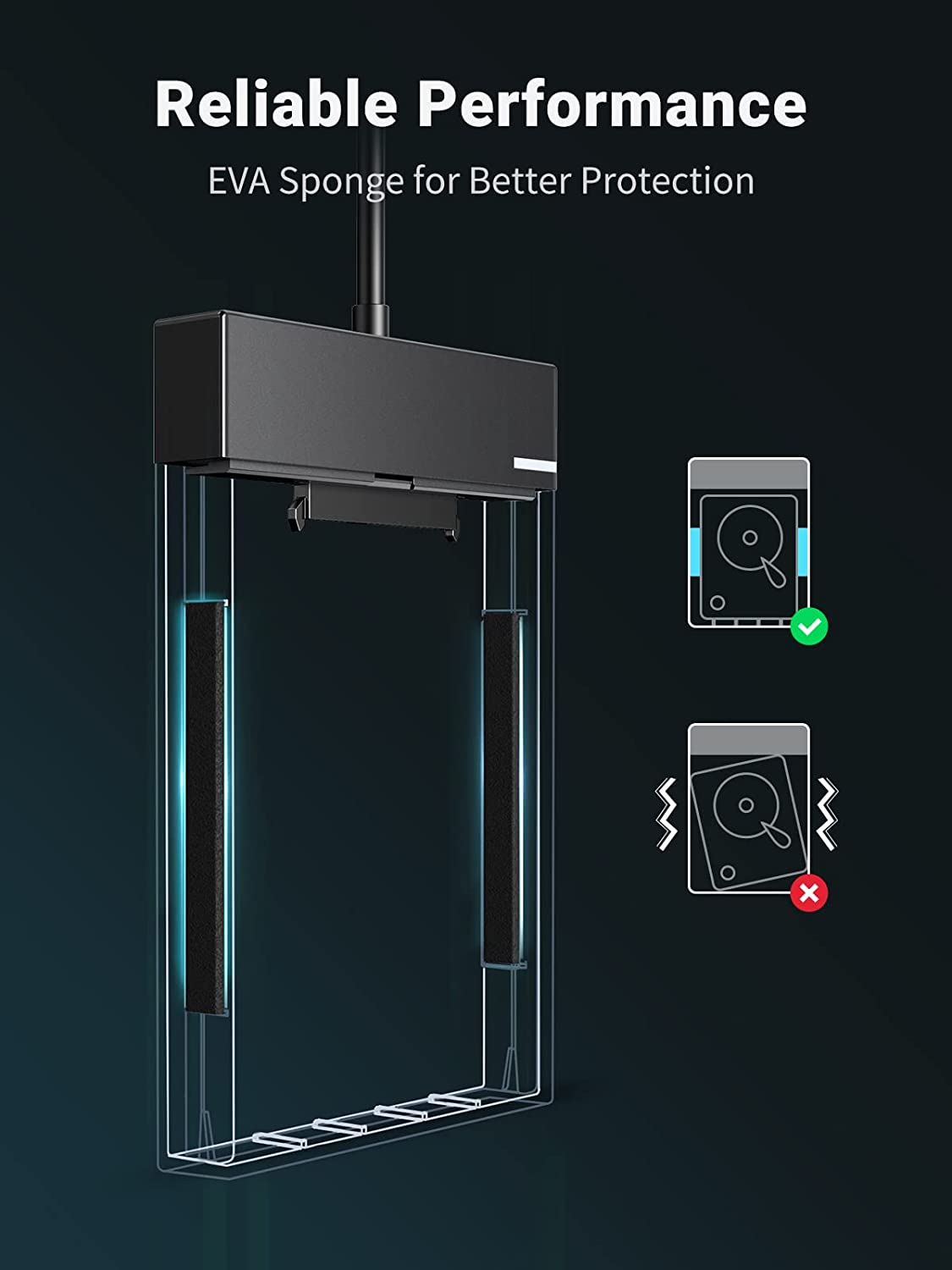 UGREEN 2.5 Inch External Hard Drive Enclosure 5Gbps USB 3.0 UASP Tool-Free 1.6FT Cable 7mm 9.5mm SATA SSD HDD (30719) Ugreen