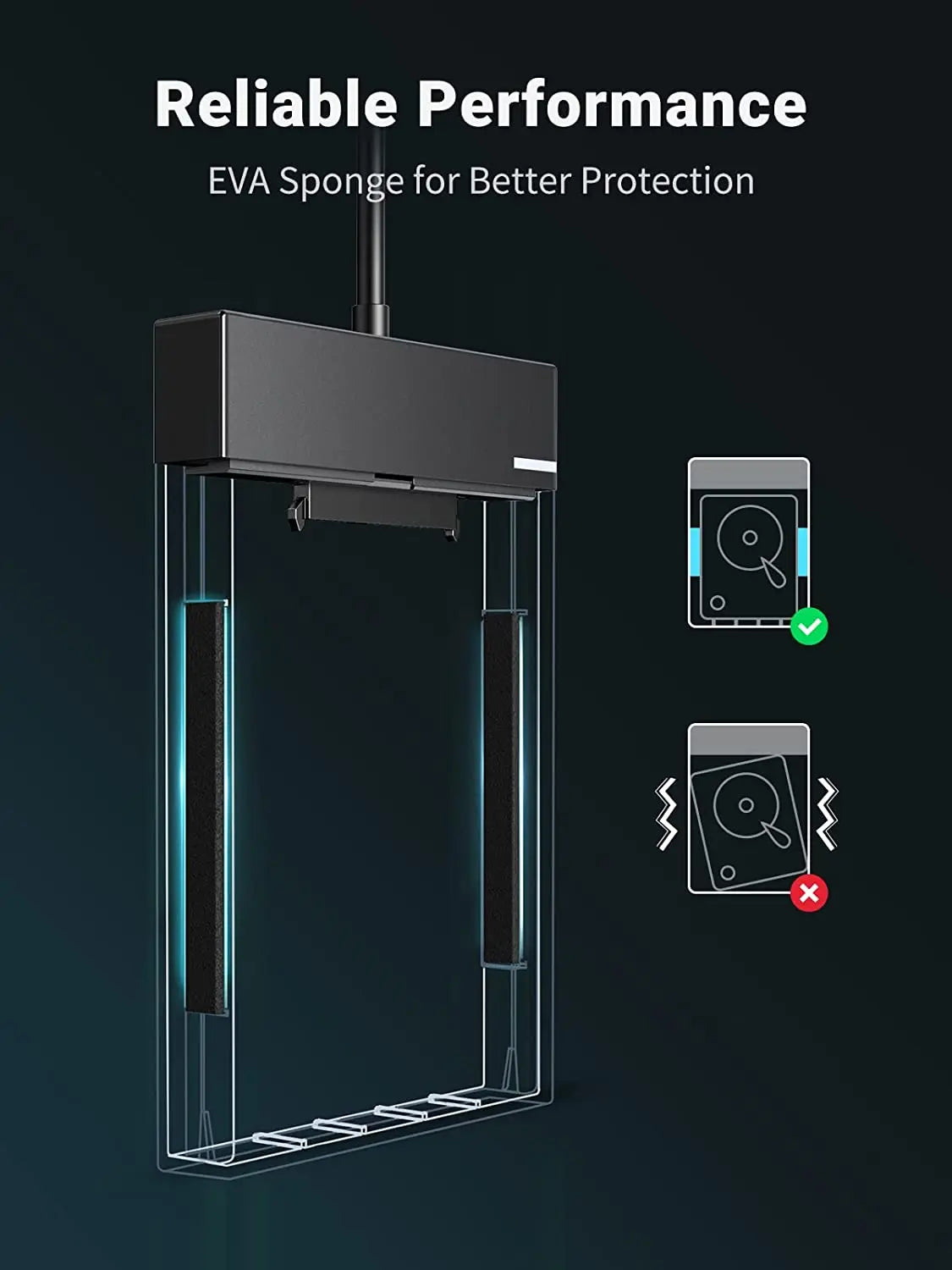 UGREEN 2.5 Inch External Hard Drive Enclosure 5Gbps USB 3.0 UASP Tool-Free 1.6FT Cable 7mm 9.5mm SATA SSD HDD (30719) Ugreen